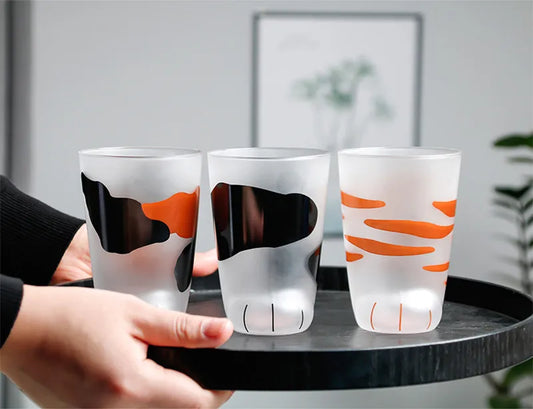 Creative Cute Cat Paws Glass Tiger Paws Mug